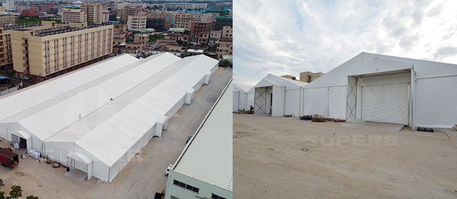 large industrial storage tents