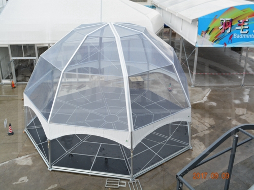 carpa de cúpula octágono exterior transparente